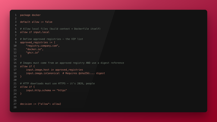 Validating Docker Builds with .rego Policies: Because "It Works on My Machine" Isn't a Security Strategy